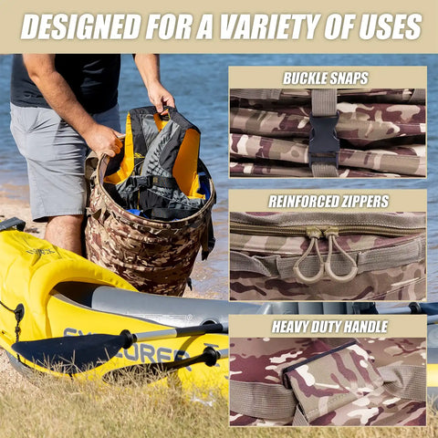 Raptor Series 100000-CTC OFFGRID - Pop Up Trash Can Collapsible Reusable Outdoor Storage Bin Camouflage Polyester
