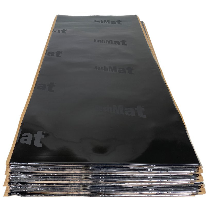 HushMat black-foil sound-deadening sheet stack