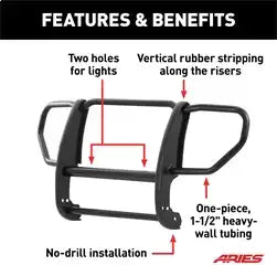 ARIES 1051 - 1-1/2-Inch Black Steel Grille Guard, No-Drill, Select Jeep Liberty