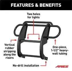 ARIES 1053 - Black Steel Grille Guard, Select Jeep Wrangler JL