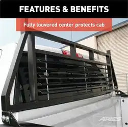 ARIES 111000 - Classic Black Steel Headache Rack, Select Chevrolet, Ford, Dodge, GMC, Ram