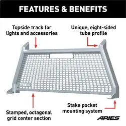 ARIES 1110205 - AdvantEDGE Chrome Aluminum Headache Rack, Select Silverado, Sierra 2500, 3500 HD