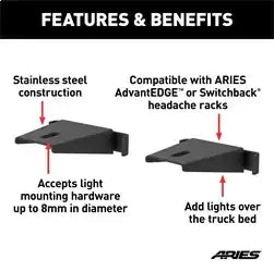 ARIES 1110311 - Headache Rack Light Mounting Brackets, 2-Pack