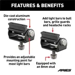 ARIES 1110312 - Base-Mount Light Bar Brackets, 2-Pack