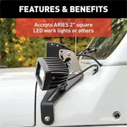ARIES 1110313 - Jeep Wrangler JL Windshield Light Brackets, LEDs Sold Separately
