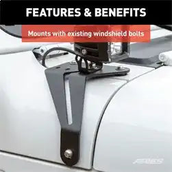 ARIES 1110313 - Jeep Wrangler JL Windshield Light Brackets, LEDs Sold Separately