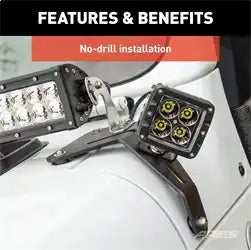 ARIES 1110313 - Jeep Wrangler JL Windshield Light Brackets, LEDs Sold Separately