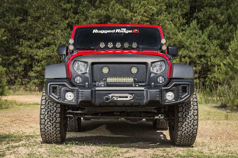 Rugged Ridge 11544.01 - Spartacus Bumper, Front, Satin Black 07-18 Jeep Wrangler JK