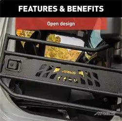 ARIES 1500200 - Black Aluminum Front Jeep Wrangler JL, Gladiator Tube Half Doors