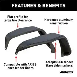 ARIES 1500201 - Black Aluminum Front Jeep Wrangler JK Fender Flares