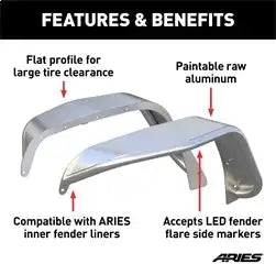 ARIES 1500202 - Paintable Raw Aluminum Front Jeep Wrangler JK Fender Flares
