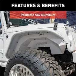 ARIES 1500202 - Paintable Raw Aluminum Front Jeep Wrangler JK Fender Flares