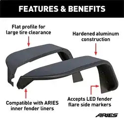 ARIES 1500203 - Black Aluminum Front Jeep Wrangler JL Fender Flares
