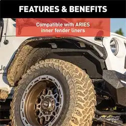 ARIES 1500203 - Black Aluminum Front Jeep Wrangler JL Fender Flares