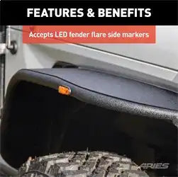 ARIES 1500203 - Black Aluminum Front Jeep Wrangler JL Fender Flares
