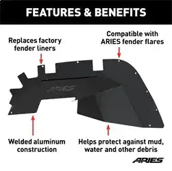 ARIES 1500550 - Jeep Wrangler JL Aluminum Front Inner Fender Liners