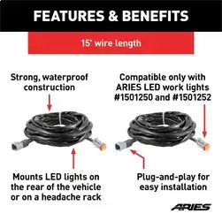 ARIES 1501243 - Replacement LED Light Extension Harnesses, 2-Pack