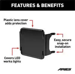 ARIES 1501253 - 2-Inch Square LED Light Covers, 2-Pack