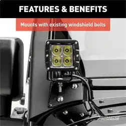 ARIES 1501304 - Jeep JK Windshield Lights and Brackets