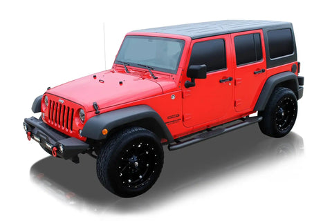 Raptor Series 1508-0655BT - 4 In OE Style Curved Oval Steps Black Textured Alloy Steel 07-18 Jeep Wrangler JK/JKU 4-Door