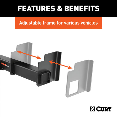 CURT 15901 Universal Weld-On Trailer Hitch, 2 Receiver (18 to 43 Frames, 3-1/8 Drop)
