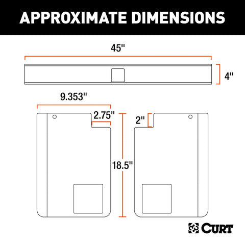 CURT 15902 Universal Weld-On Trailer Hitch, 2 Receiver (18 to 43 Frames, 11-1/2 Drop)