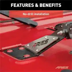 ARIES 15913 - Jeep Wrangler TJ Hood Light Brackets, LEDs Sold Separately