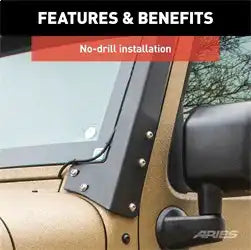 ARIES 15914 - Jeep JK Roof Light Mounting Brackets & Crossbar