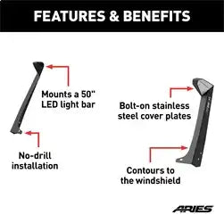 ARIES 15915 - Jeep Wrangler TJ Roof Light Brackets, LEDs Sold Separately