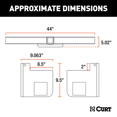 CURT 15923 Universal Weld-On Trailer Hitch, 2-1/2 Receiver (Up to 44 Frames, 9 Drop)