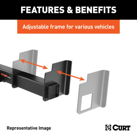 CURT 15923 Universal Weld-On Trailer Hitch, 2-1/2 Receiver (Up to 44 Frames, 9 Drop)