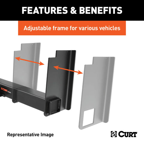 CURT 15924 Class 5 Weld-On Hitch, 2-1/2-Inch Receiver, 44-In Frames, 18 Drop
