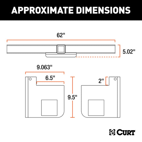 CURT 15925 Universal Weld-On Trailer Hitch, 2-1/2 Receiver (Up to 62 Frames, 9 Drop)