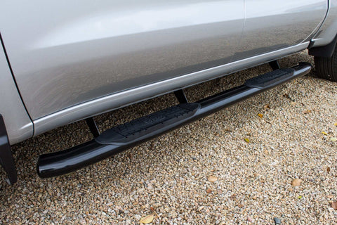 Raptor Series 1601-0433B - 5 In OE Style Curved Oval Steps Black E-Coated Alloy Steel 19-24 Chevy Silverado/GMC Sierra 1500 20-24 Silverado/Sierra 2500/3500 HD Crew Cab
