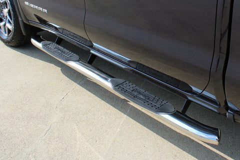 Raptor Series 1601-0433 - 5 In OE Style Curved Oval Steps Polished Stainless Steel 19-24 Chevy Silverado/GMC Sierra 1500 20-24 Silverado/Sierra 2500/3500 HD Crew Cab