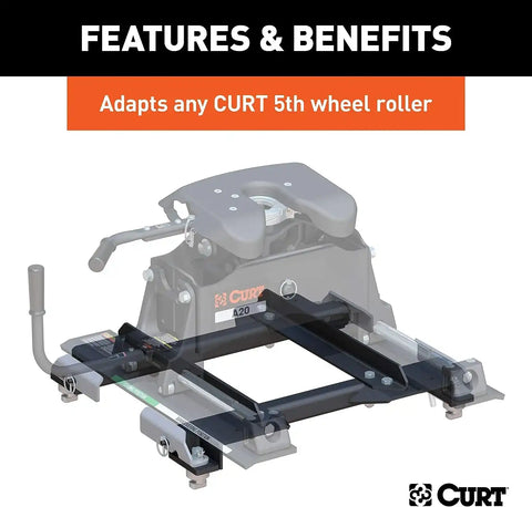 CURT 16023 Puck System 5th Wheel Roller Adapter, 20K, Select Silverado, Sierra, 6.5' Bed