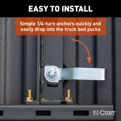 CURT 16027 Puck System 5th Wheel Adapter with Rails, Select Chevy, Ford, GMC, 25K