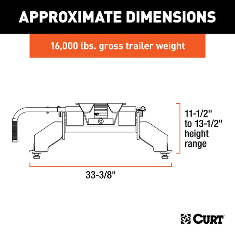 CURT 16031 E16 5th Wheel Hitch, Select Ford F-250, F-350, F-450, 8' Bed Puck System