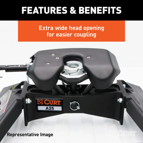 CURT 16036 A25 5th Wheel Hitch, Select Ford F-250, F-350, F-450, 8' Bed Puck System