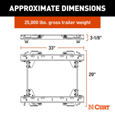 CURT 16050 Puck System 5th Wheel Rails, Select Chevy Silverado, GMC Sierra 2500 HD, 3500 HD
