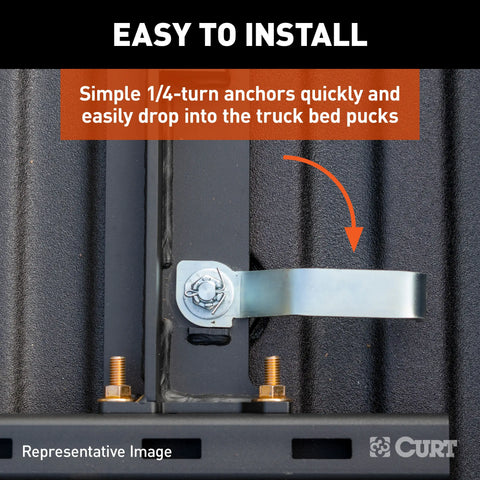 CURT 16050 Puck System 5th Wheel Rails, Select Chevy Silverado, GMC Sierra 2500 HD, 3500 HD
