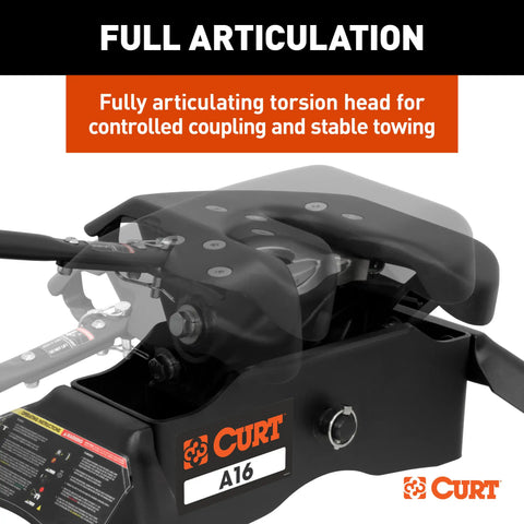 CURT 16052 A16 5th Wheel Slider Hitch for Short Bed Trucks, 16,000 lbs