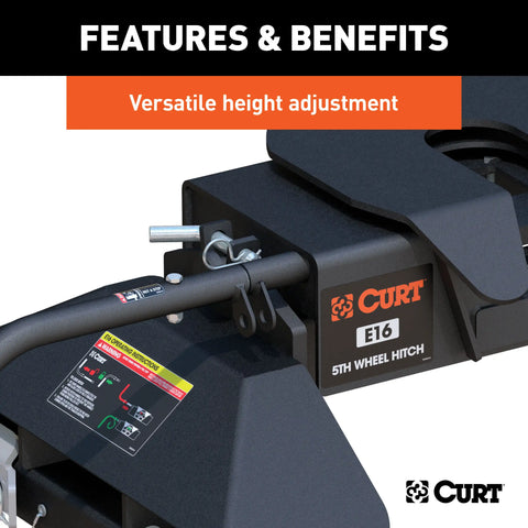 CURT 16061 E16 5th Wheel Hitch, Select Silverado, Sierra 2500, 3500 HD, 8' Bed Puck System