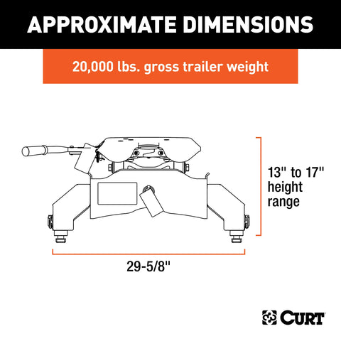 CURT 16064 A20 5th Wheel Hitch, Select Silverado, Sierra 2500, 3500 HD, 8' Bed Puck System