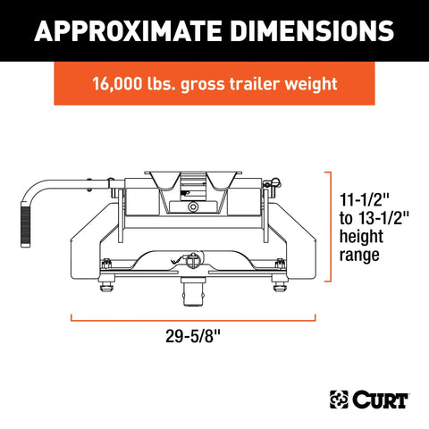 CURT 16071 E16 5th Wheel Hitch, Select Nissan Titan XD, 8' Bed Puck System