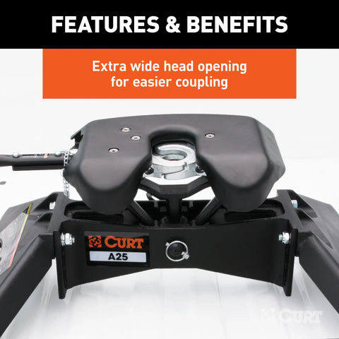 CURT 16093 A25 5th Wheel Hitch, Select Silverado, Sierra 2500, 3500 HD, 8' Bed Puck System