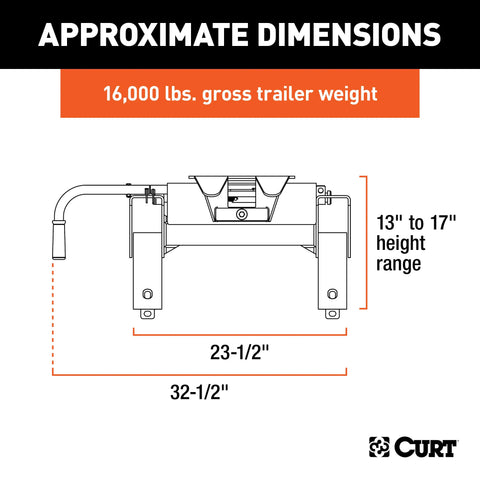 CURT 16115 E16 5th Wheel Hitch, 16,000 lbs