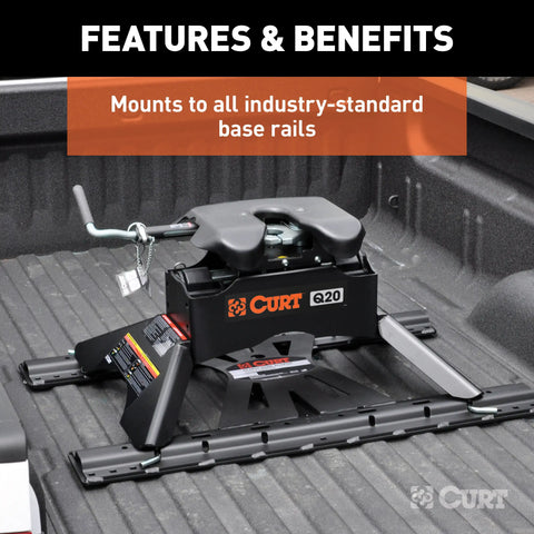 CURT 16130 Q20 5th Wheel Hitch, 20,000 lbs