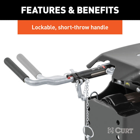 CURT 16131 Q20 5th Wheel Hitch with Base Rails, 20,000 lbs