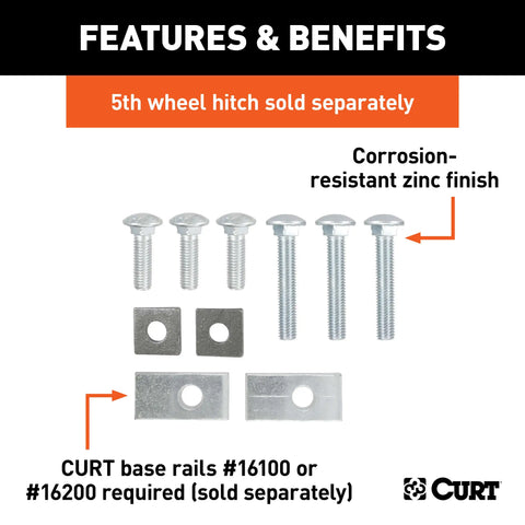 CURT 16304 Semi-Custom 5th Wheel Hardware, Select Toyota Tundra (Except Extended Crew Cab)